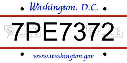 7PE7372 District Of Columbia License Plate
