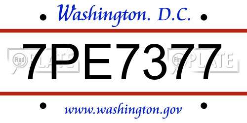 7PE7377 District Of Columbia License Plate