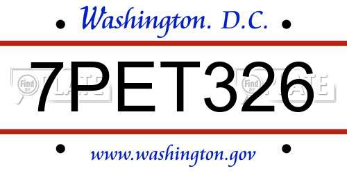 7PET326 District Of Columbia License Plate