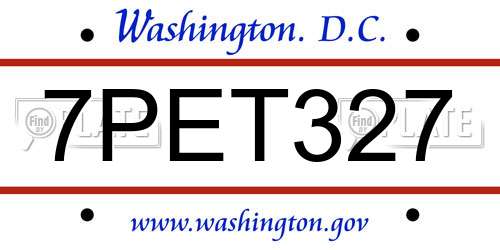 7PET327 District Of Columbia License Plate
