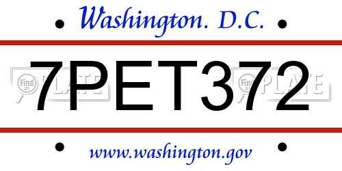 7PET372 District Of Columbia License Plate