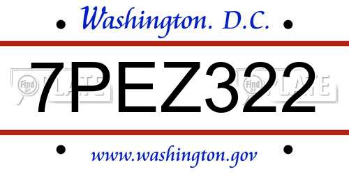 7PEZ322 District Of Columbia License Plate