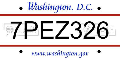 7PEZ326 District Of Columbia License Plate