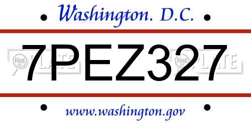 7PEZ327 District Of Columbia License Plate