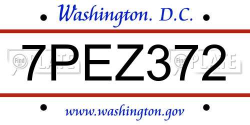7PEZ372 District Of Columbia License Plate