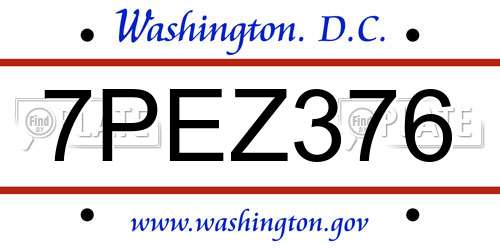 7PEZ376 District Of Columbia License Plate