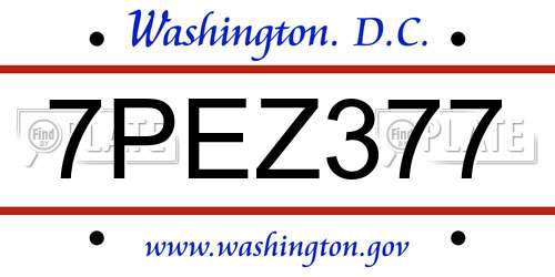 7PEZ377 District Of Columbia License Plate