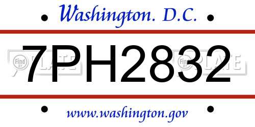7PH2832 District Of Columbia License Plate