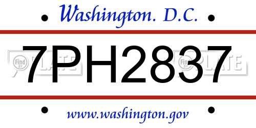 7PH2837 District Of Columbia License Plate