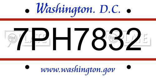 7PH7832 District Of Columbia License Plate