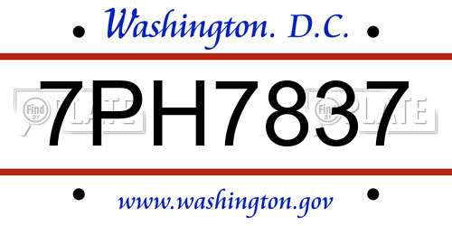 7PH7837 District Of Columbia License Plate
