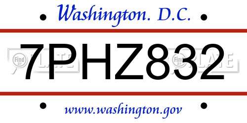 7PHZ832 District Of Columbia License Plate