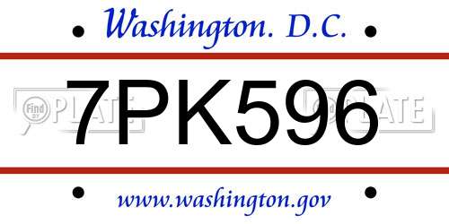 7PK596 District Of Columbia License Plate