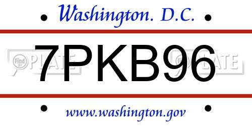 7PKB96 District Of Columbia License Plate