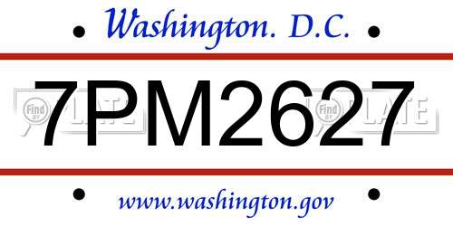 7PM2627 District Of Columbia License Plate