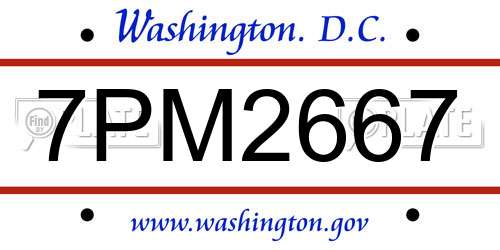 7PM2667 District Of Columbia License Plate