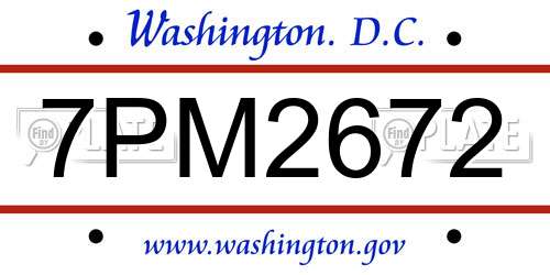 7PM2672 District Of Columbia License Plate