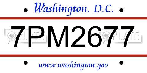 7PM2677 District Of Columbia License Plate
