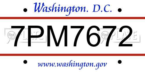 7PM7672 District Of Columbia License Plate