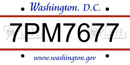7PM7677 District Of Columbia License Plate