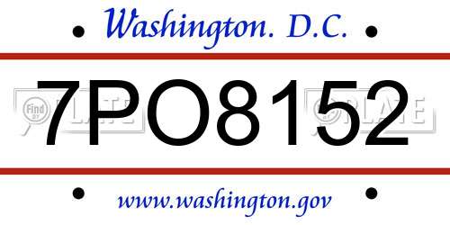 7PO8152 District Of Columbia License Plate