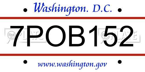7POB152 District Of Columbia License Plate