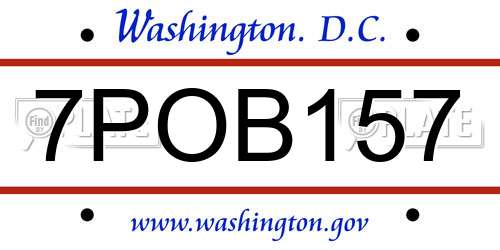 7POB157 District Of Columbia License Plate