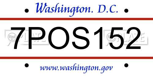 7POS152 District Of Columbia License Plate