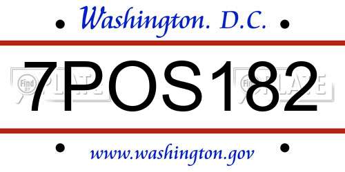 7POS182 District Of Columbia License Plate