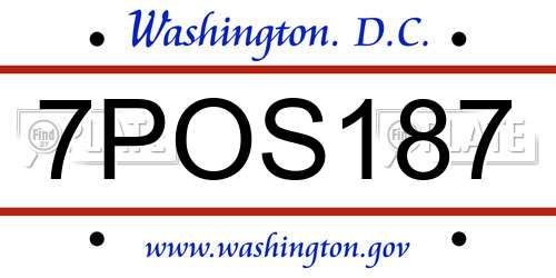7POS187 District Of Columbia License Plate