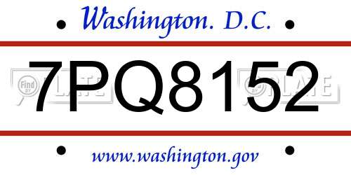 7PQ8152 District Of Columbia License Plate