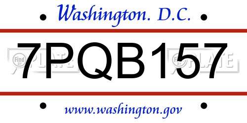 7PQB157 District Of Columbia License Plate