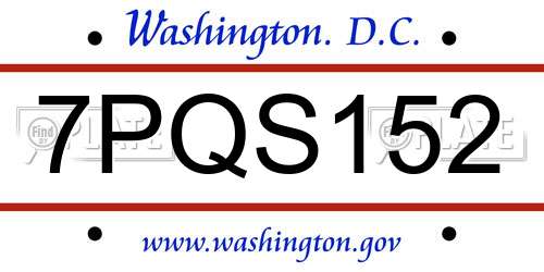 7PQS152 District Of Columbia License Plate