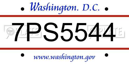 7PS5544 District Of Columbia License Plate