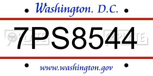 7PS8544 District Of Columbia License Plate