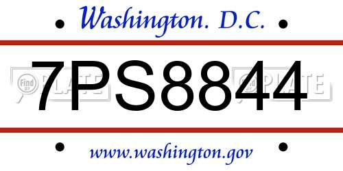 7PS8844 District Of Columbia License Plate