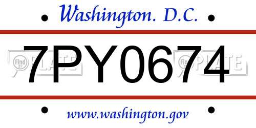 7PY0674 District Of Columbia License Plate