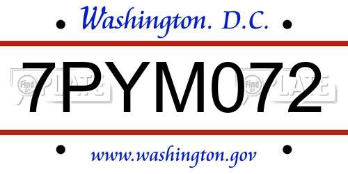 7PYM072 District Of Columbia License Plate