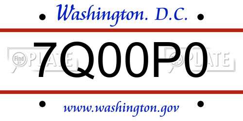 7Q00P0 District Of Columbia License Plate