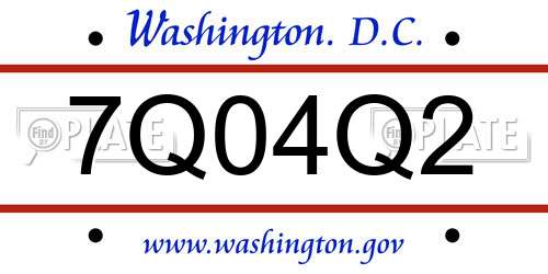 7Q04Q2 District Of Columbia License Plate