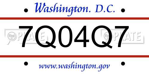 7Q04Q7 District Of Columbia License Plate