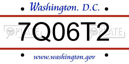 7Q06T2 District Of Columbia License Plate