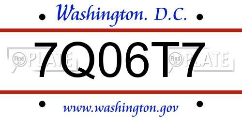 7Q06T7 District Of Columbia License Plate
