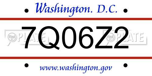 7Q06Z2 District Of Columbia License Plate