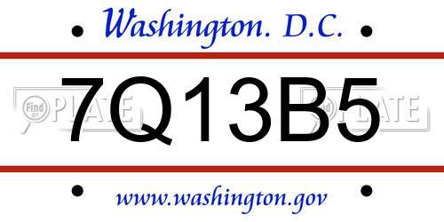 7Q13B5 District Of Columbia License Plate