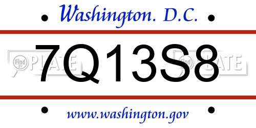 7Q13S8 District Of Columbia License Plate