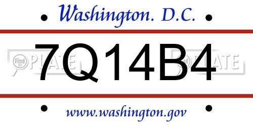 7Q14B4 District Of Columbia License Plate