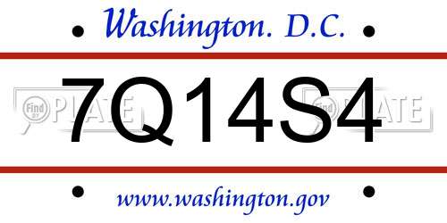 7Q14S4 District Of Columbia License Plate
