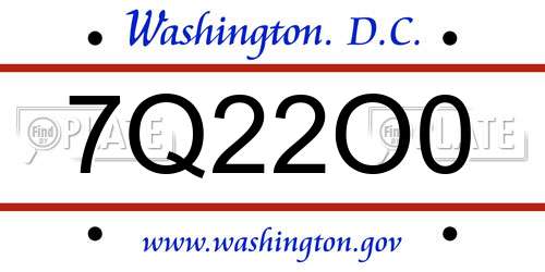 7Q22O0 District Of Columbia License Plate