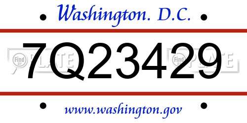 7Q23429 District Of Columbia License Plate